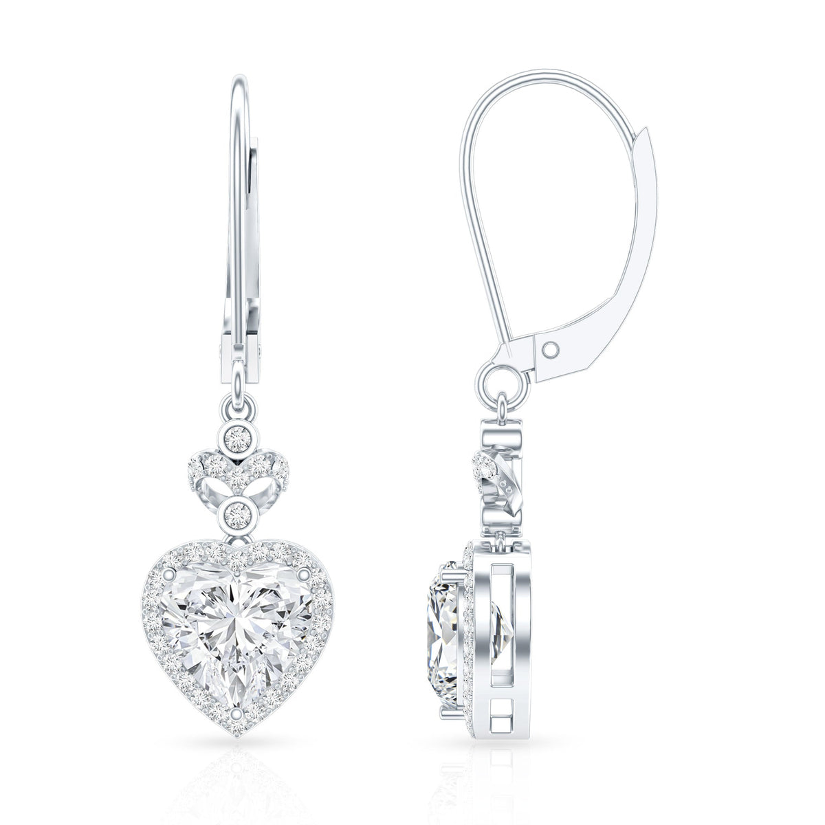 Certified 2.5 Carat Lab Grown Diamond Heart Drop Earrings