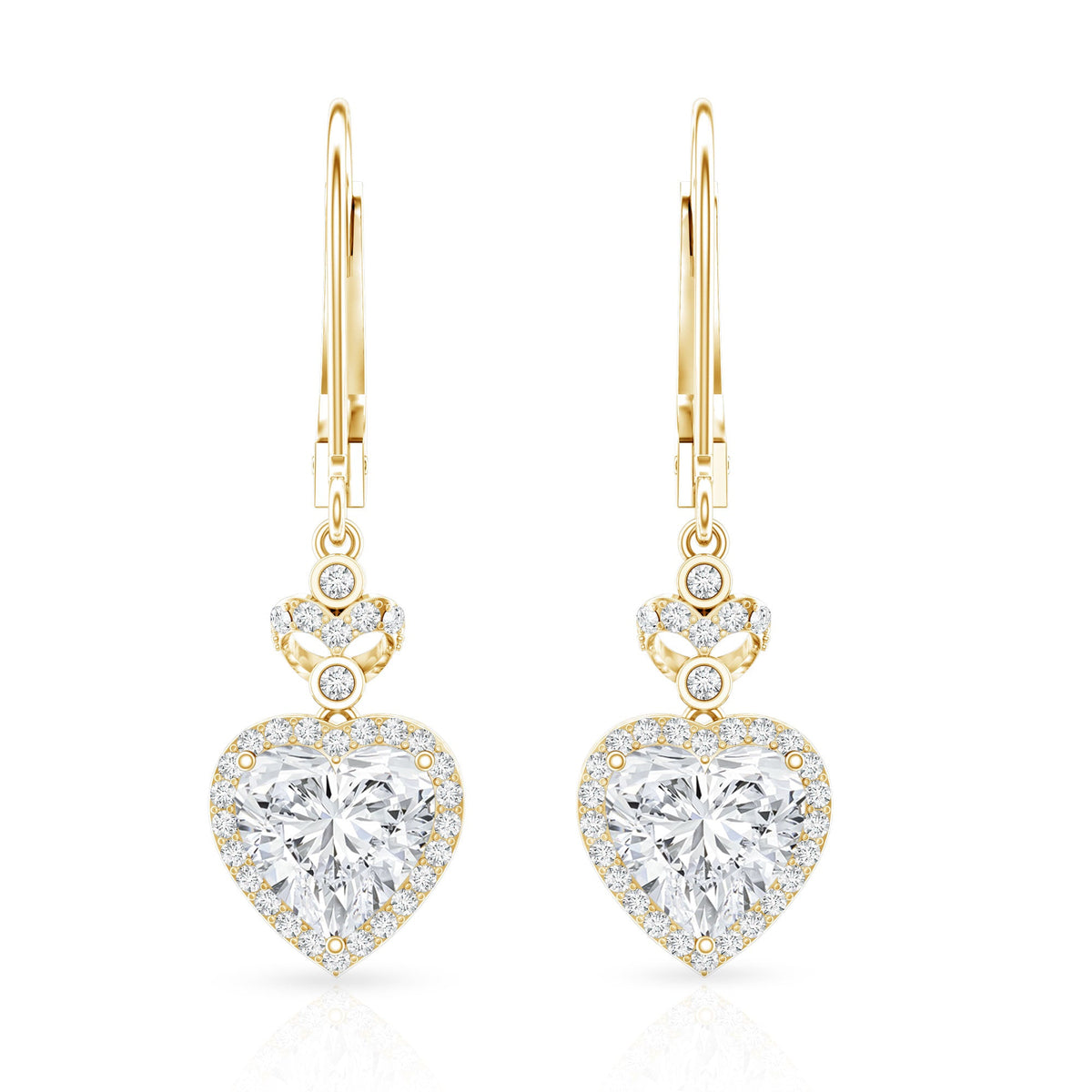 Certified 2.5 Carat Lab Grown Diamond Heart Drop Earrings