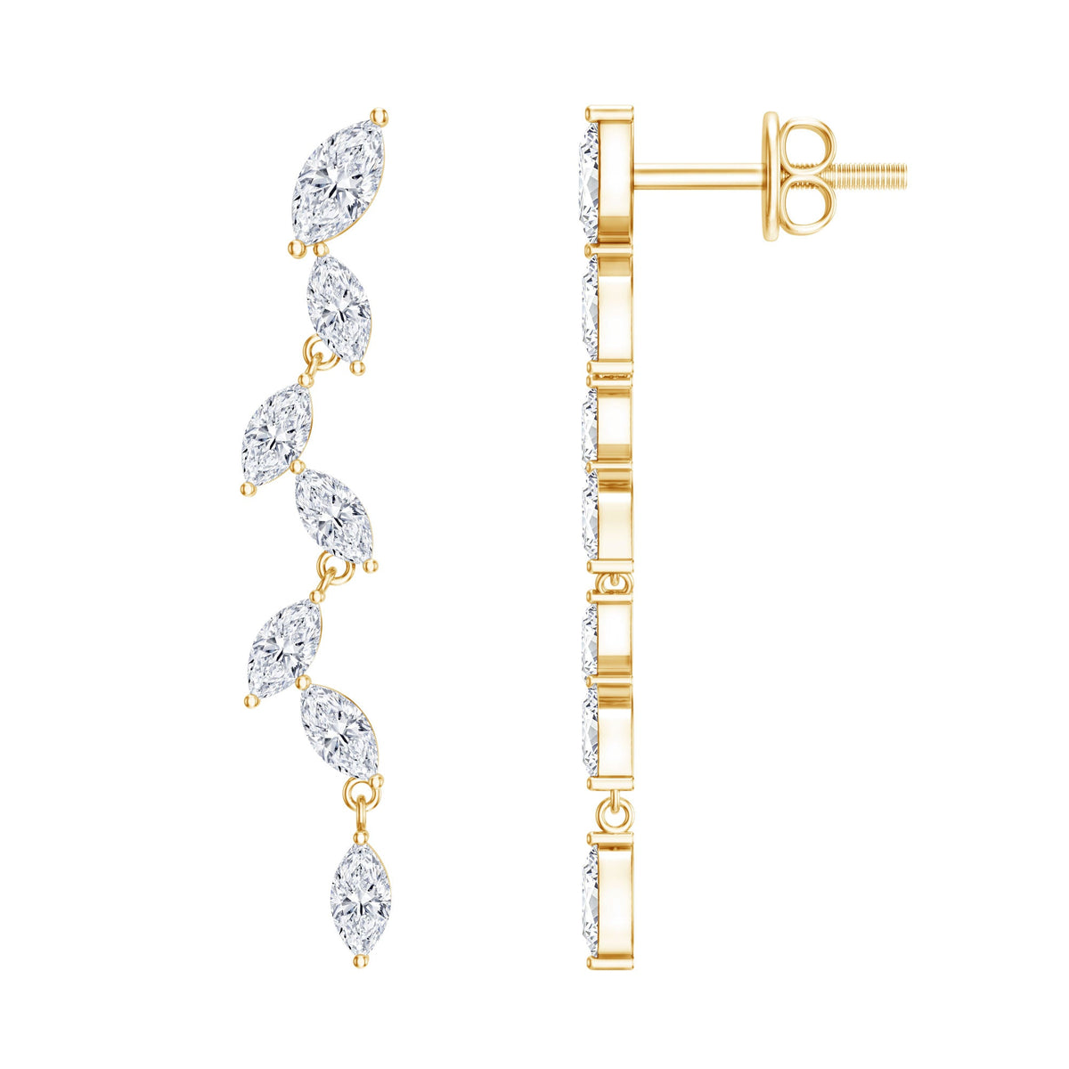 Marquise Lab Grown Diamond Bridal Dangle Earrings