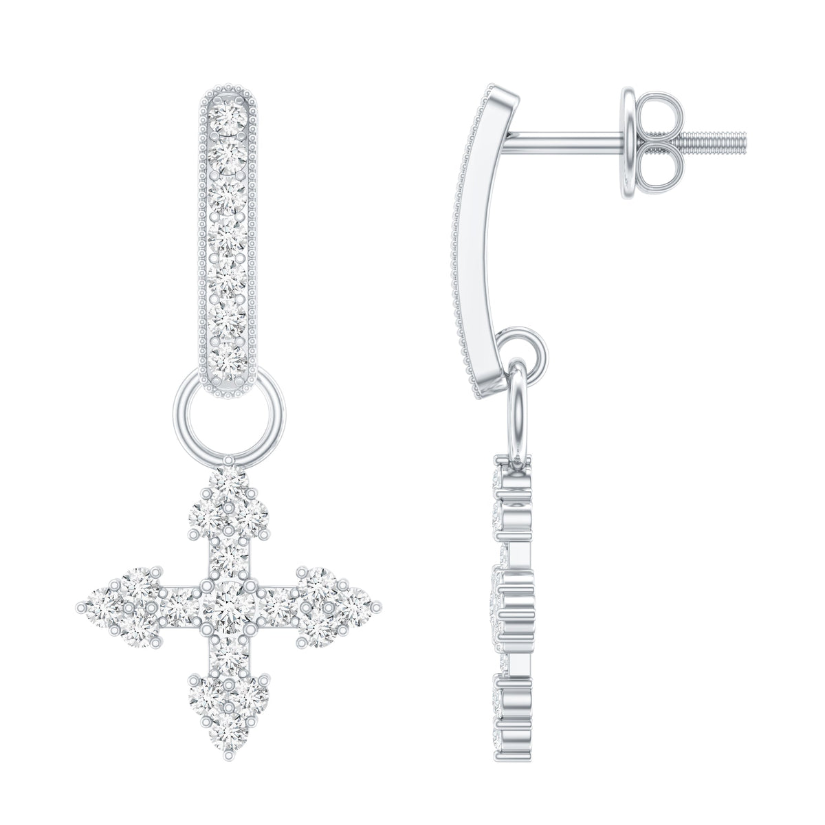 Certified Lab Grown Diamond Cross Drop Earrings For Her
