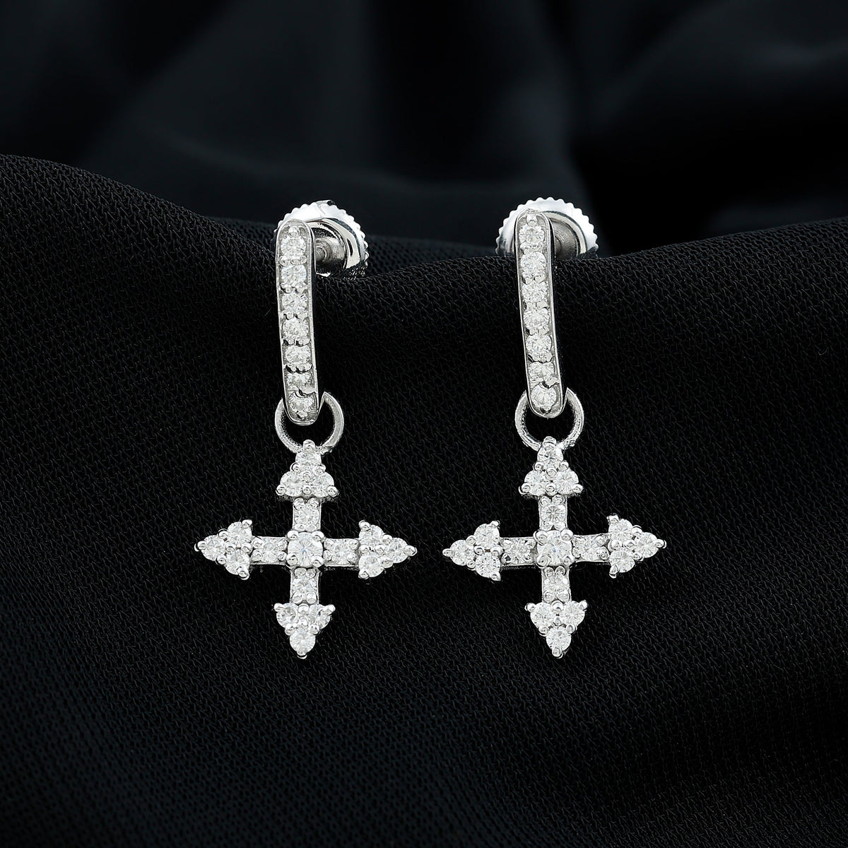 Certified Lab Grown Diamond Cross Drop Earrings For Her