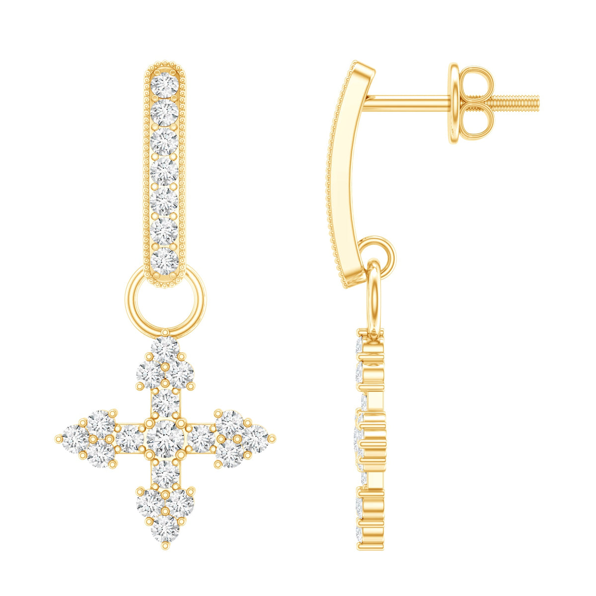 Certified Lab Grown Diamond Cross Drop Earrings For Her