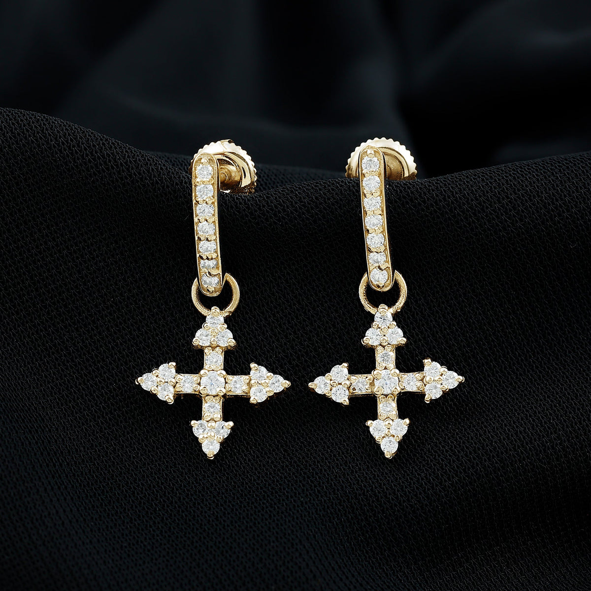 Certified Lab Grown Diamond Cross Drop Earrings For Her