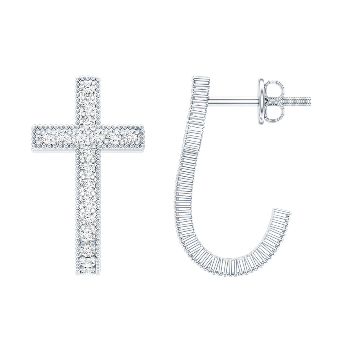 Lab Grown Diamond Religious Cross Earrings with Screw back
