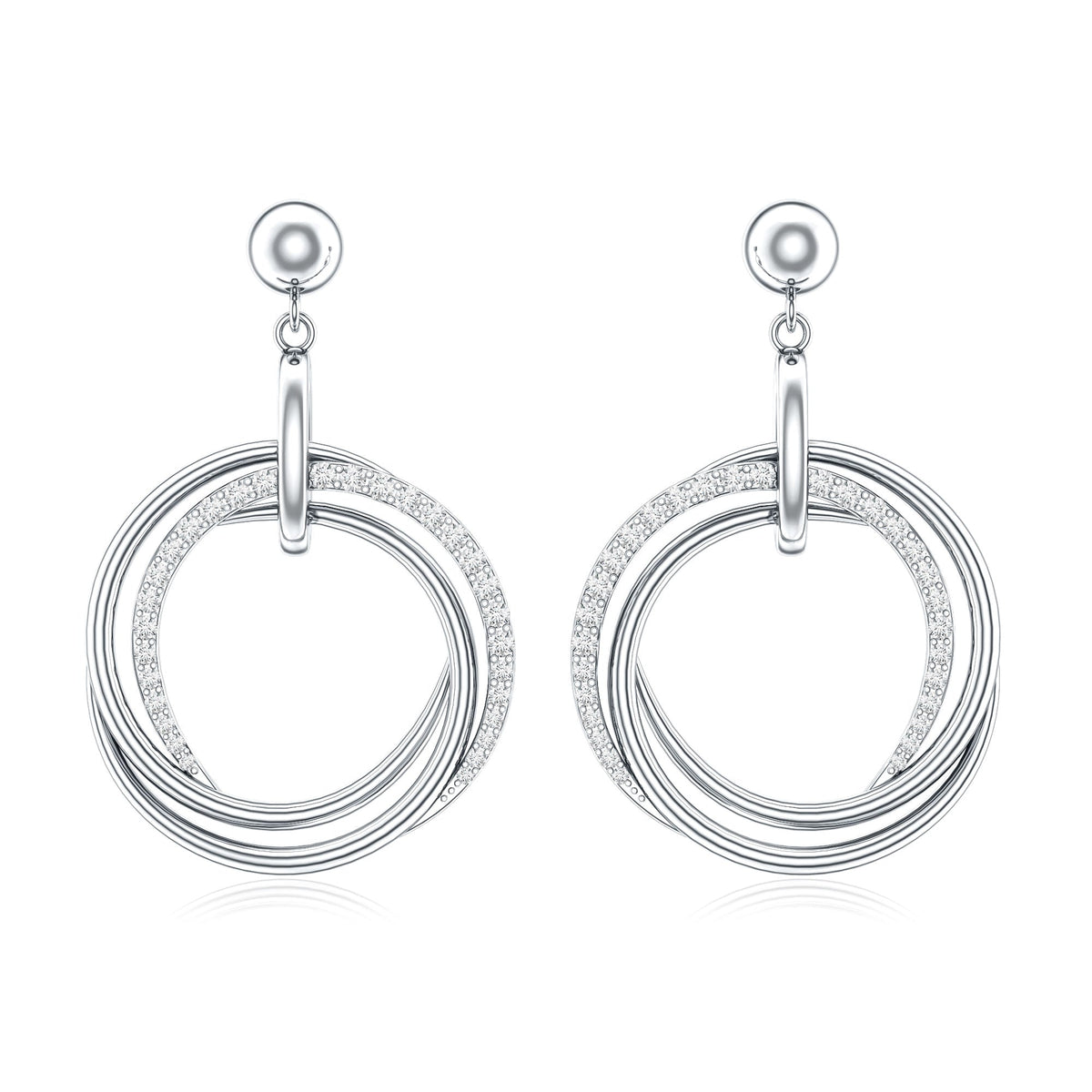 Round Cut Diamond Drop Earring with Screw Back Closure
