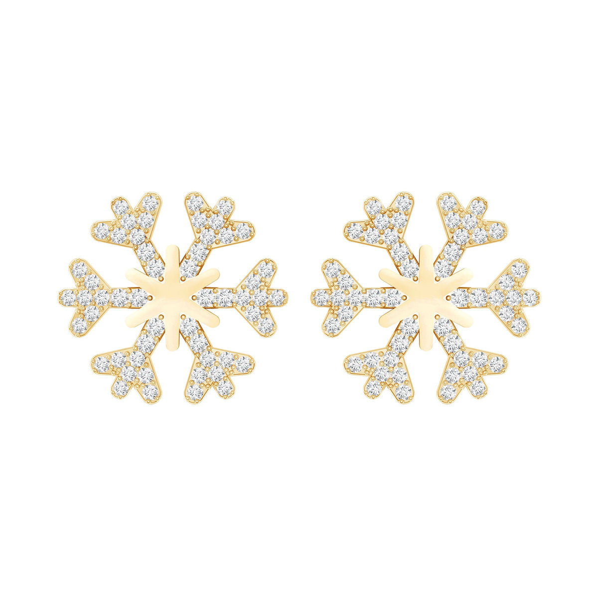 Natural Diamond Snowflake Earrings with Screw Back