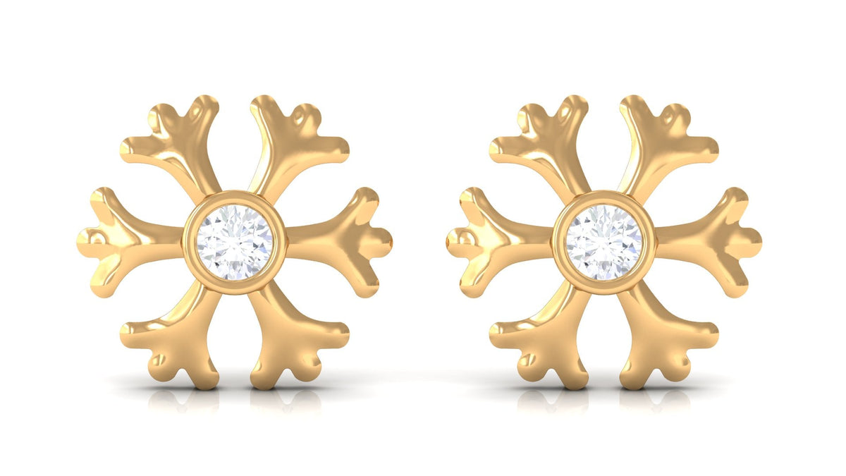 Minimal Diamond Snowflake Earrings with Screw Back