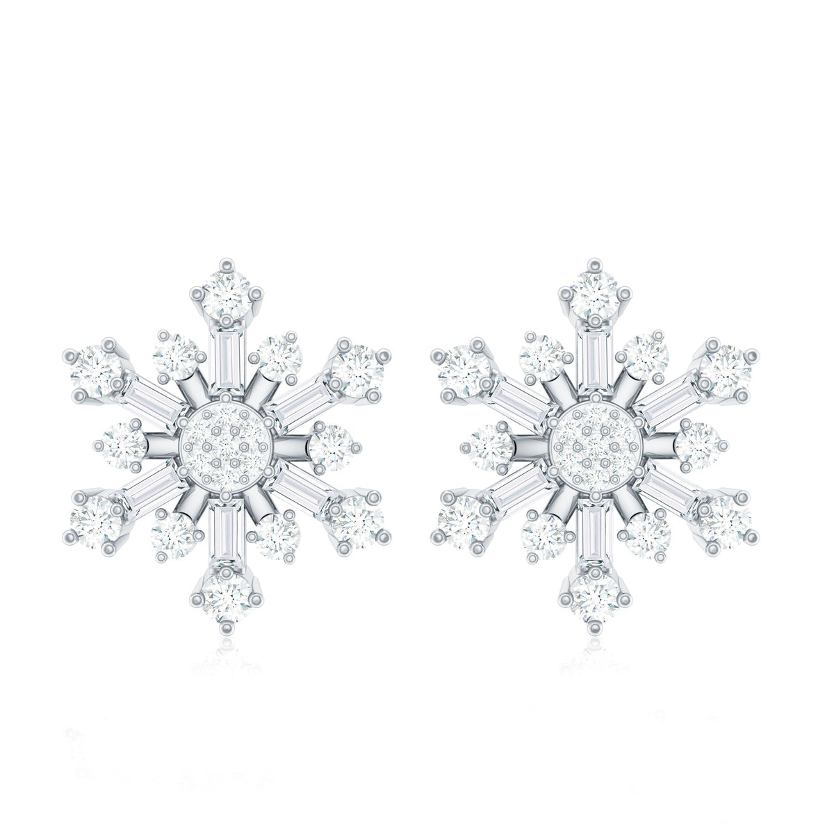 Genuine Diamond Snowflake Earrings for Christmas