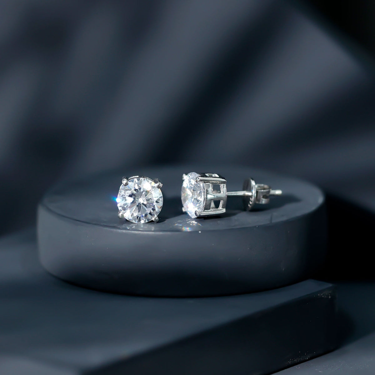 Certified 2.7 Carat Cubic Zirconia Stud Earrings with Screw Back
