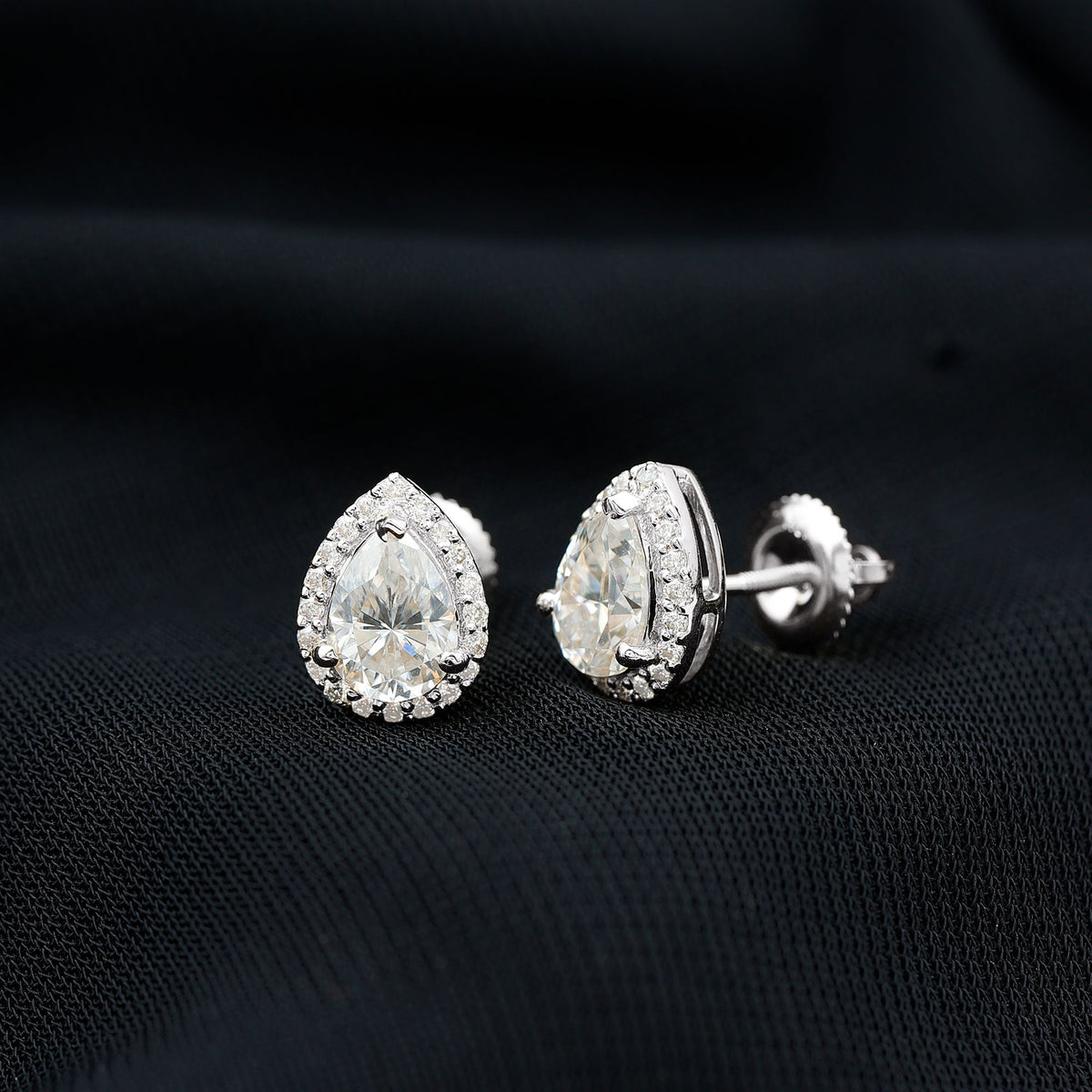 Certified 5X7 MM Cubic Zirconia Halo Stud Earrings