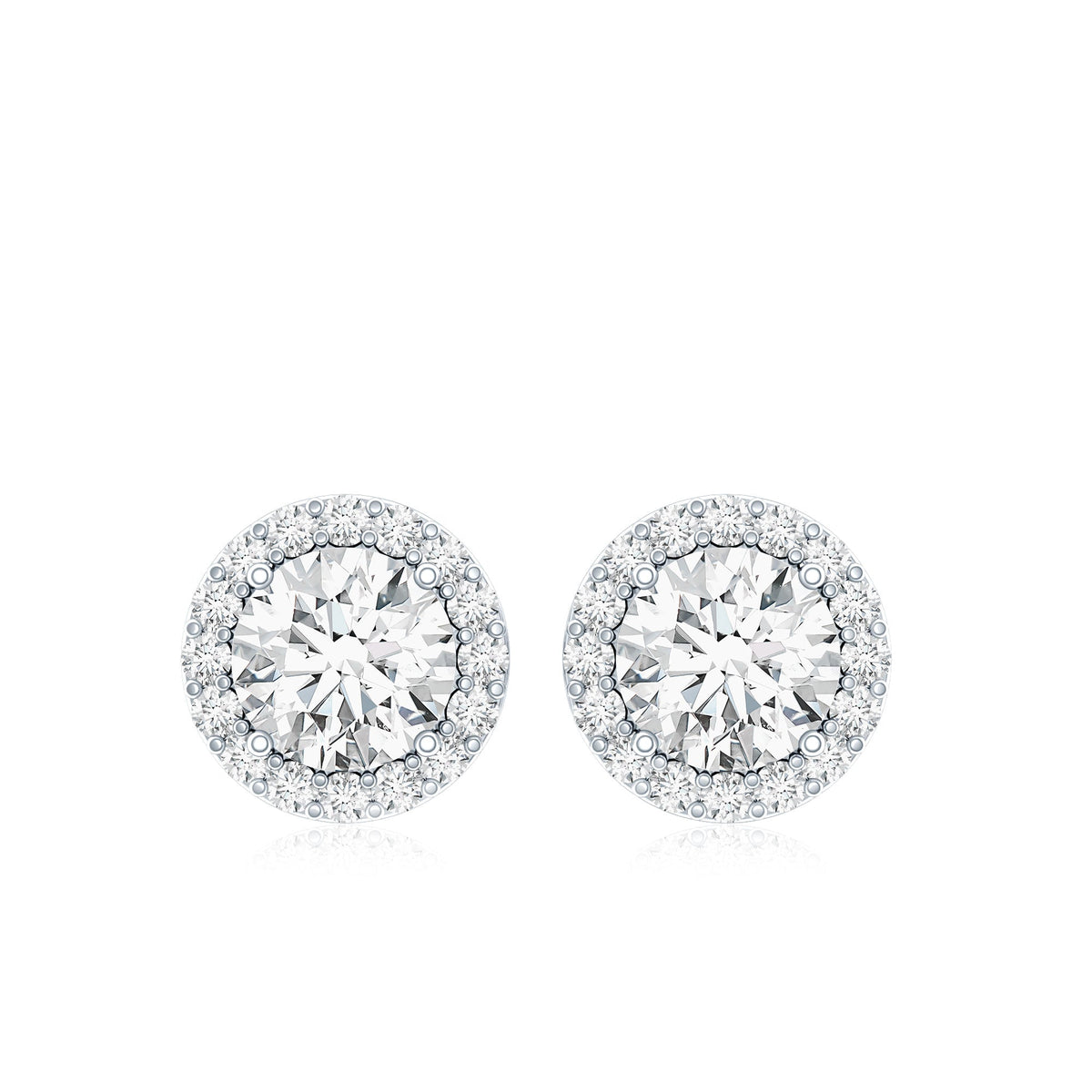 Certified Moissanite Halo Stud Earrings with Screw Back