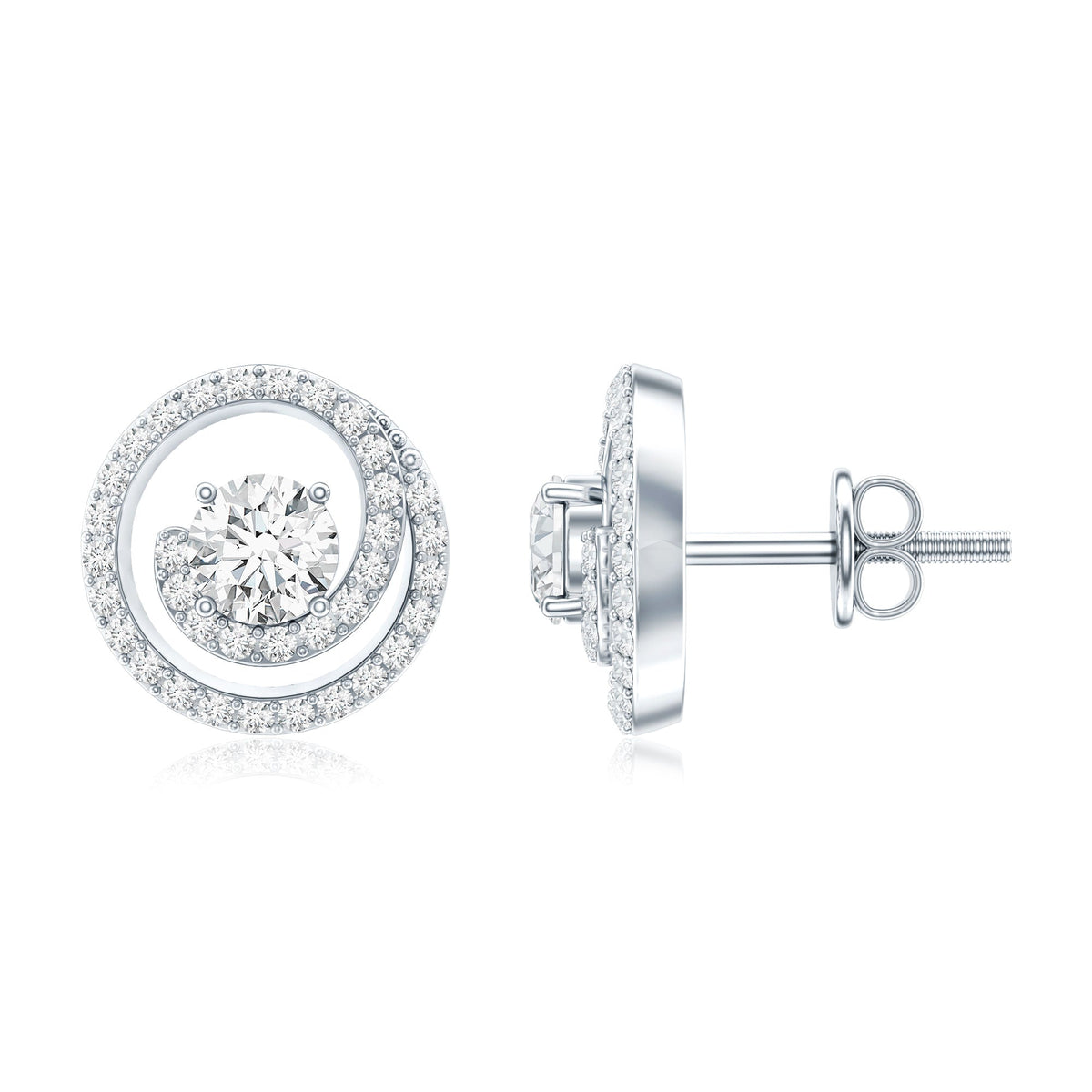 Certified Moissanite Swirl Earrings with Screw Back