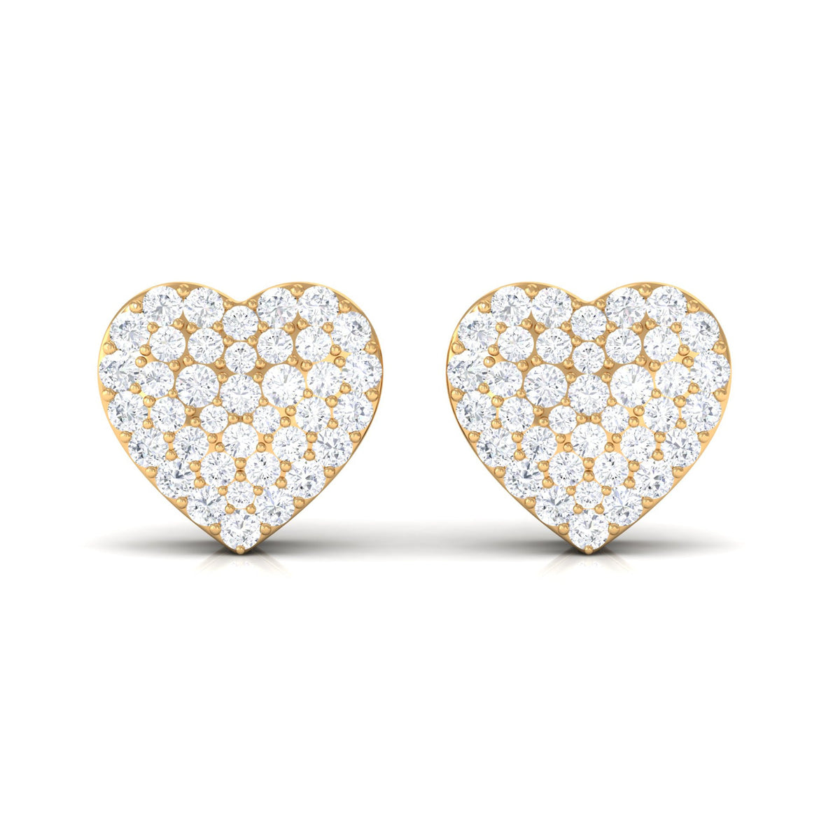 Natural Diamond Heart Earrings with Screw Back