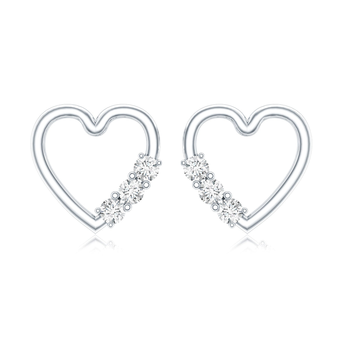 Diamond Heart Shape Stud Earring for Women