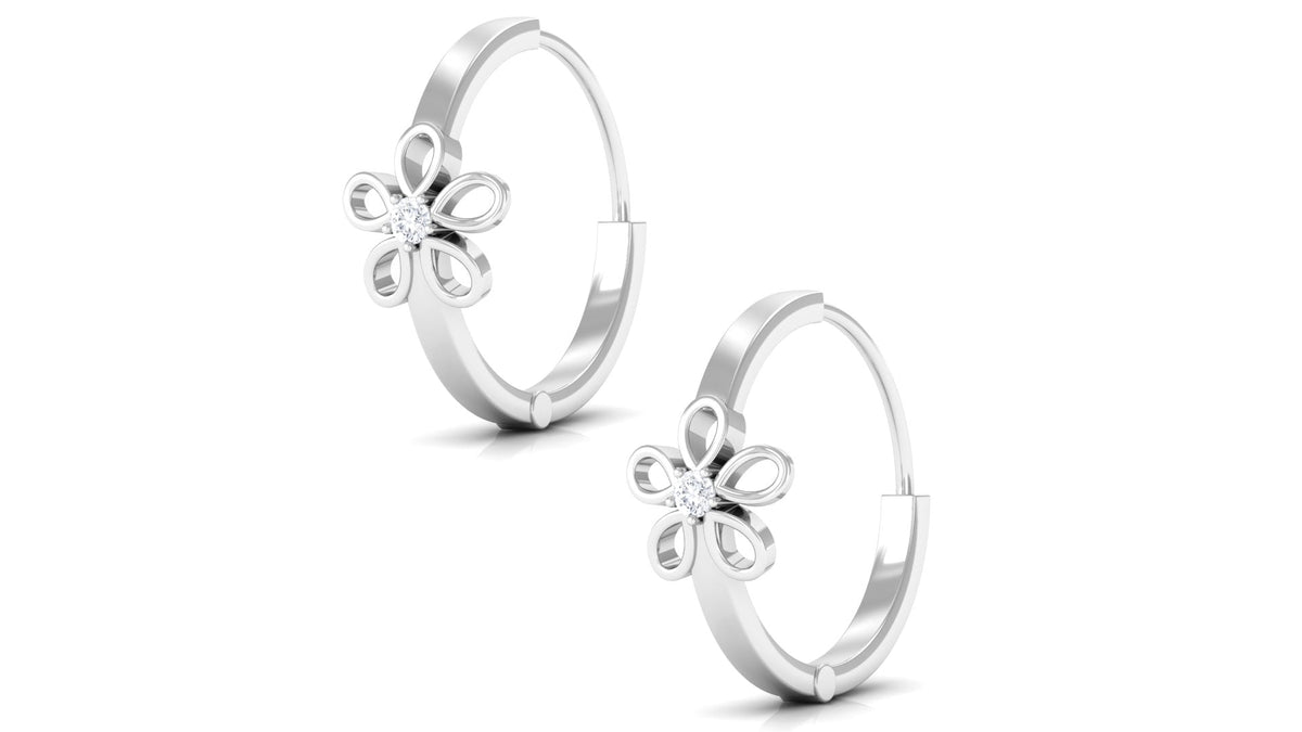 Diamond Flower Huggie Earrings for Women