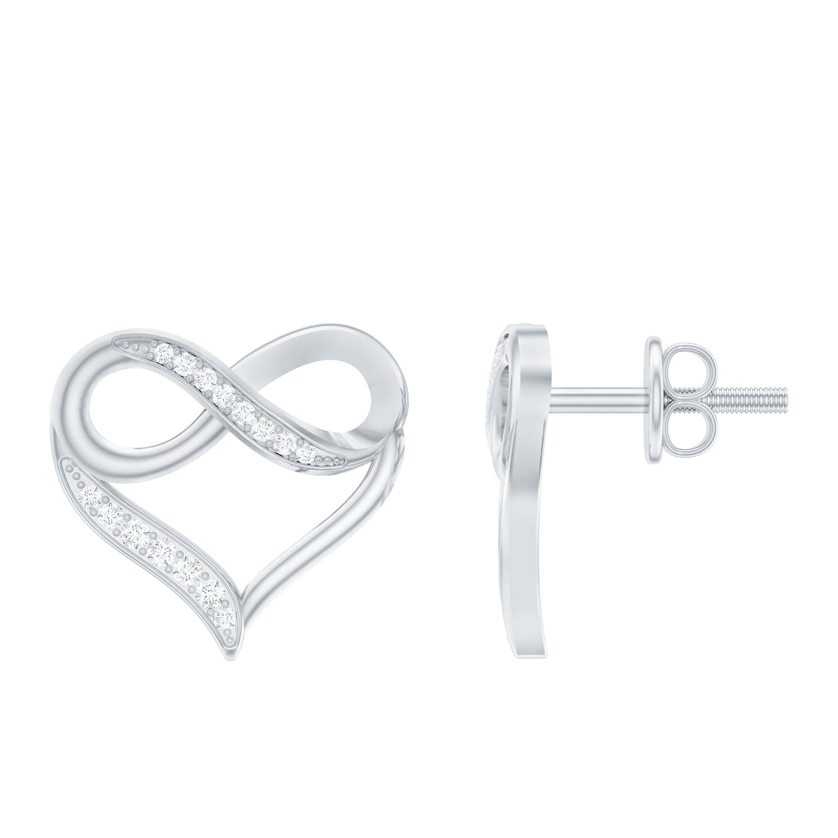 Moissanite Infinity and Heart Stud Earrings