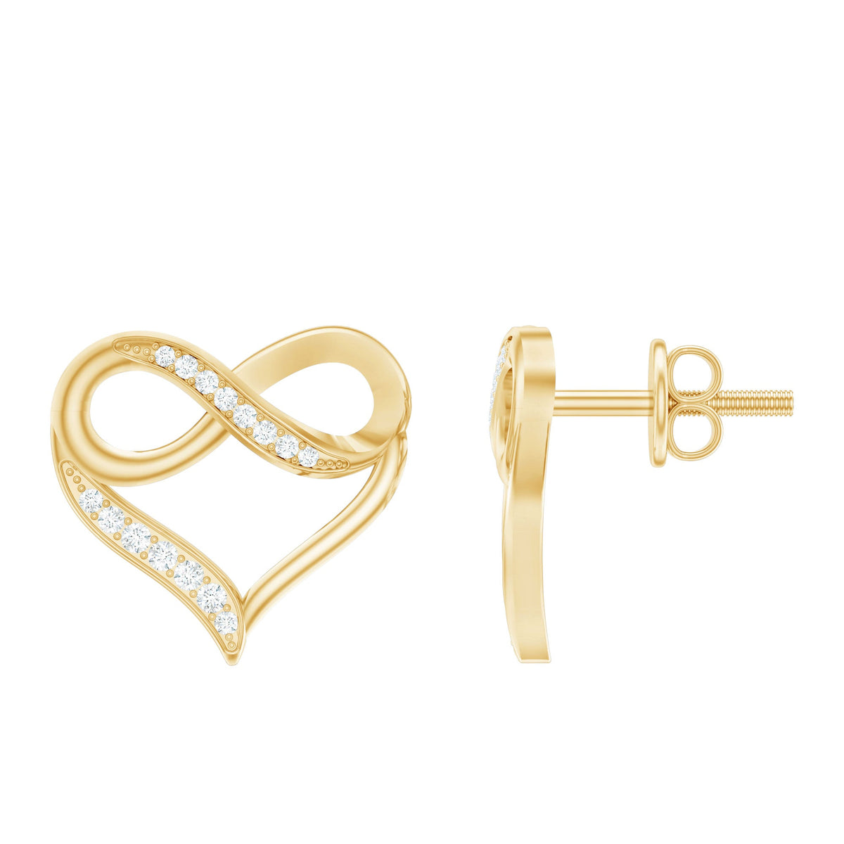 Moissanite Infinity and Heart Stud Earrings