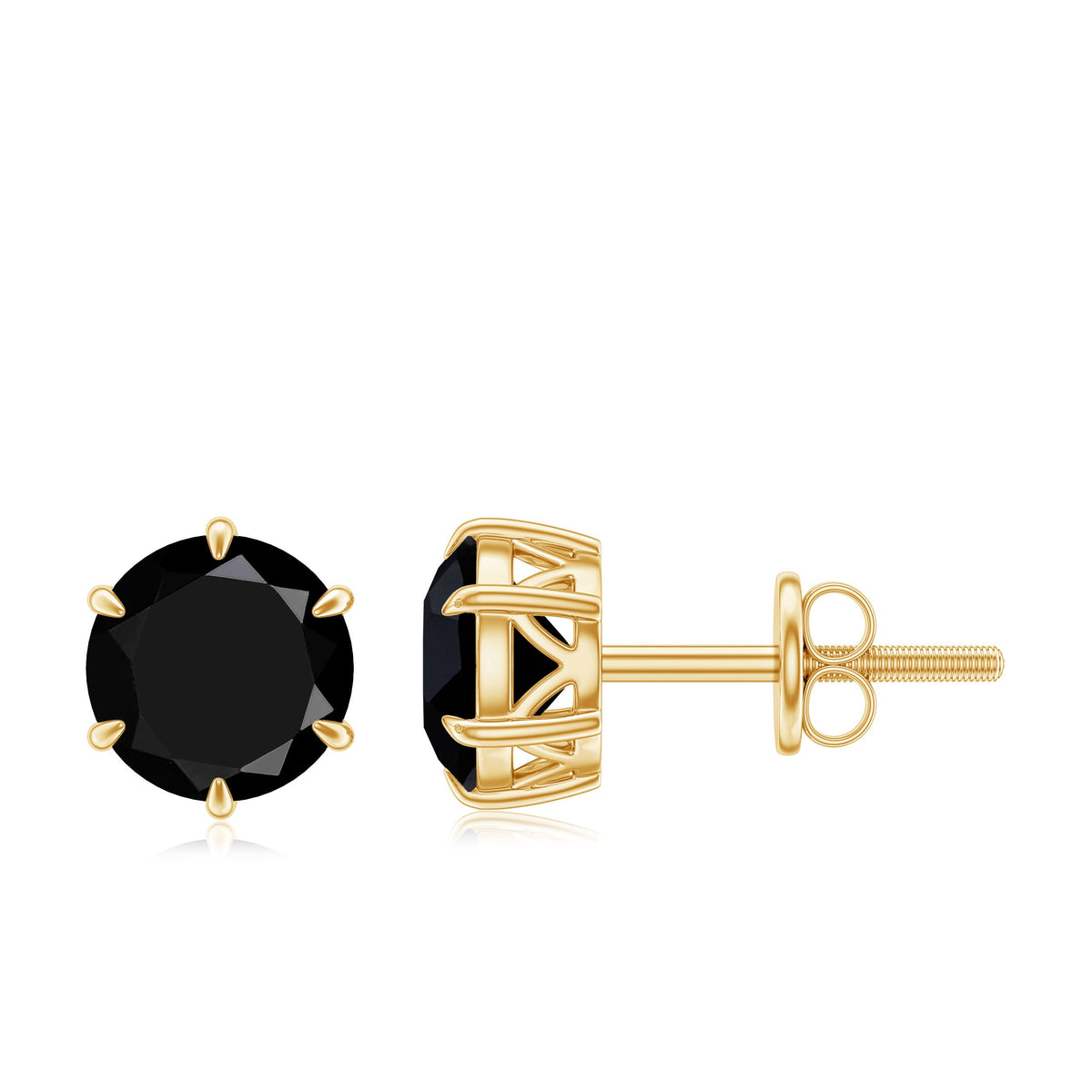 Natural Black Onyx December Birthstone Earrings with Screw Back