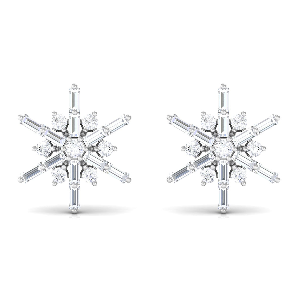 Minimal Diamond Snowflake Stud Earrings