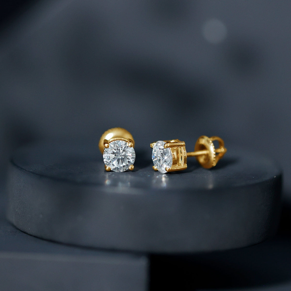 Solitaire 1.9 Carat Lab Grown Diamond Stud Earrings with Screw Back