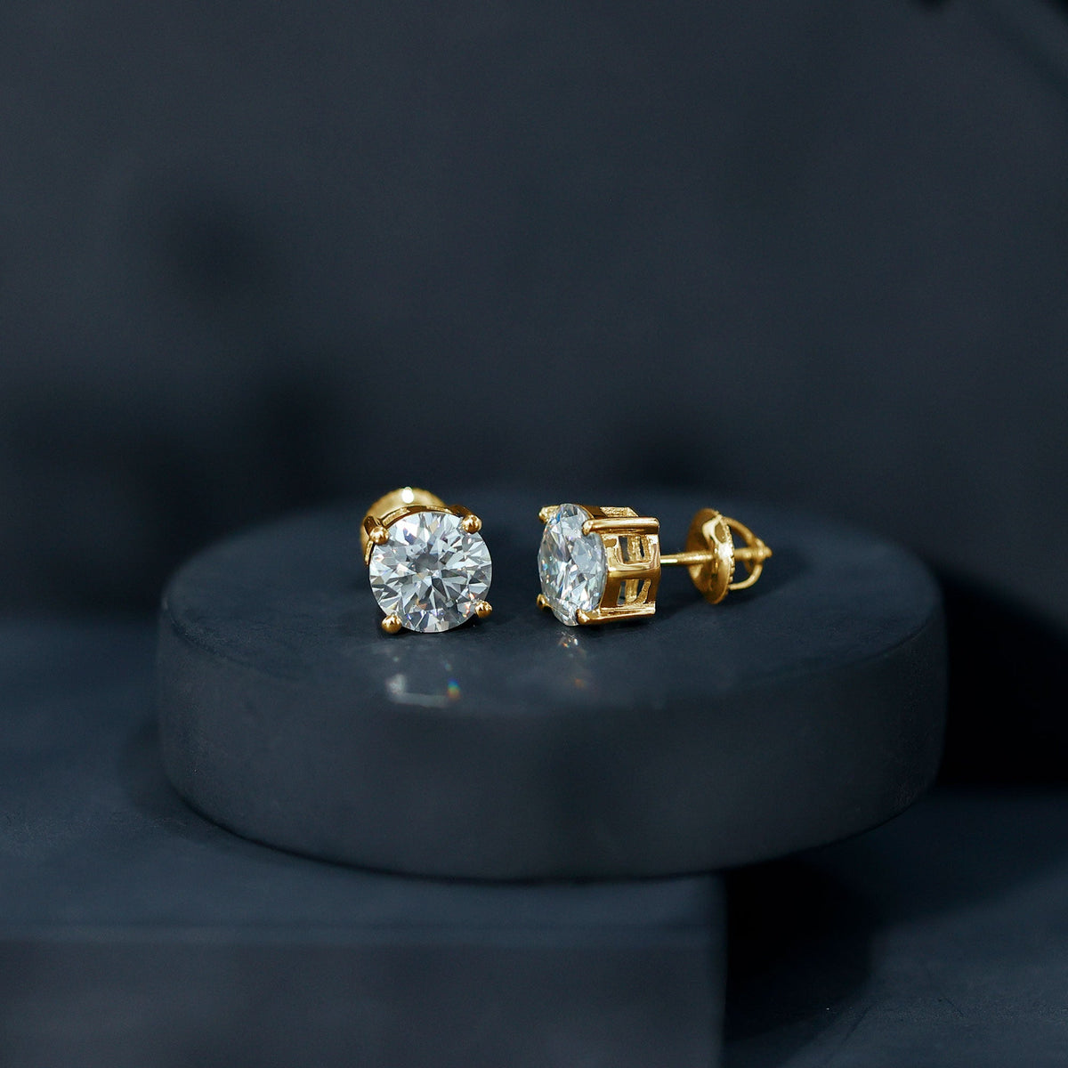 Round Cut 2.5 CT Lab Grown Diamond Solitaire Stud Earrings