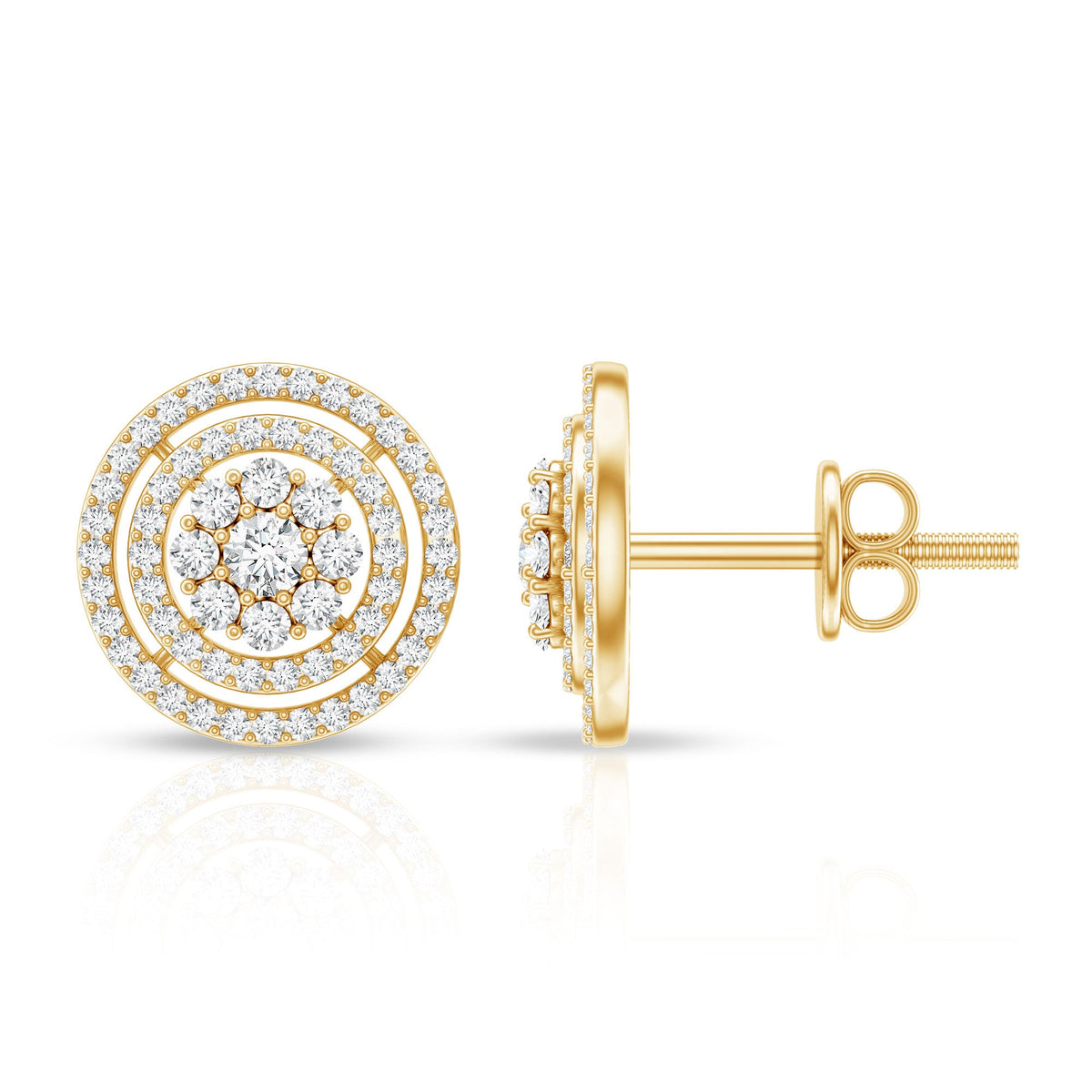 Flower Inspired Diamond Halo Stud Earrings