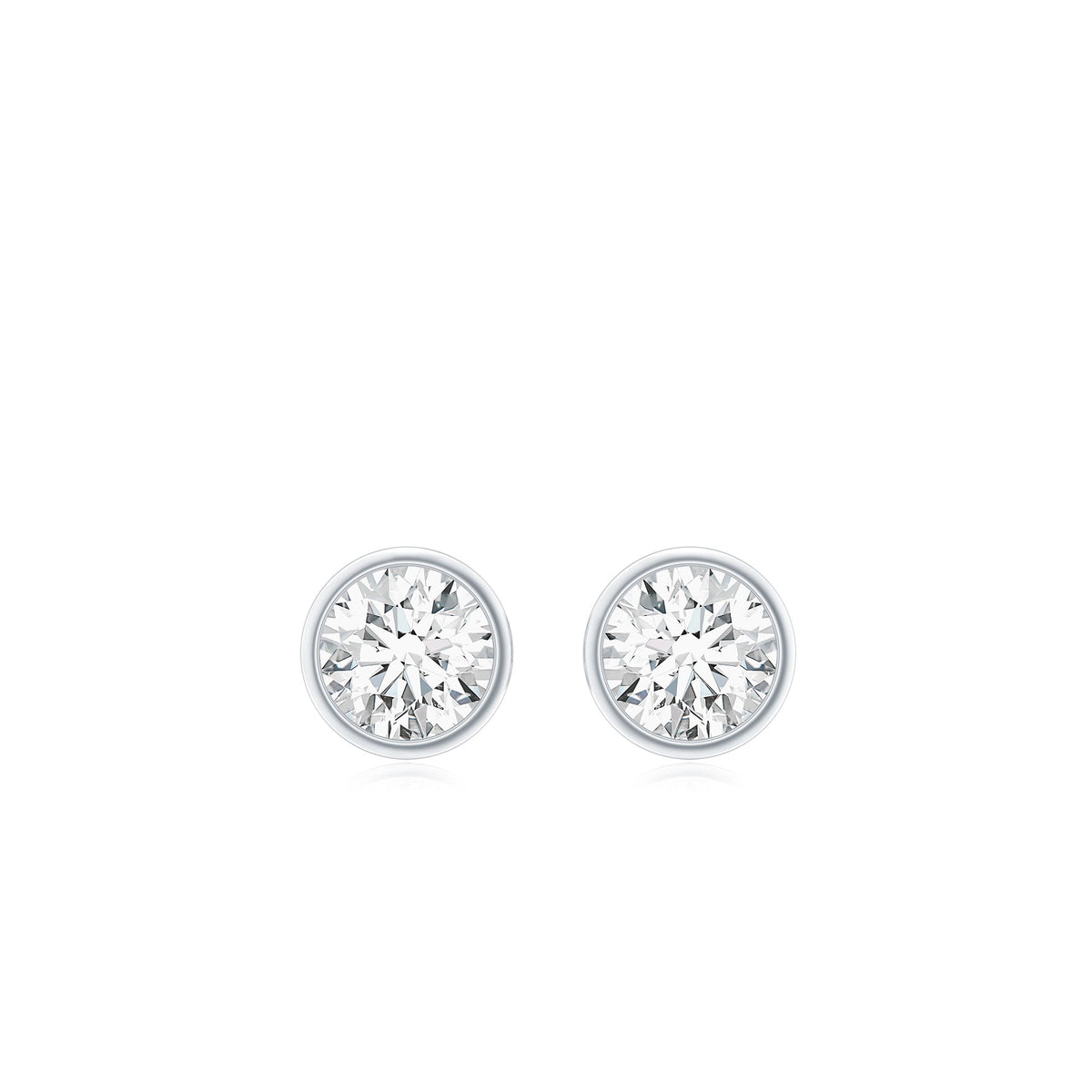 Dainty Solitaire Moissanite Stud Earrings in Bezel Setting