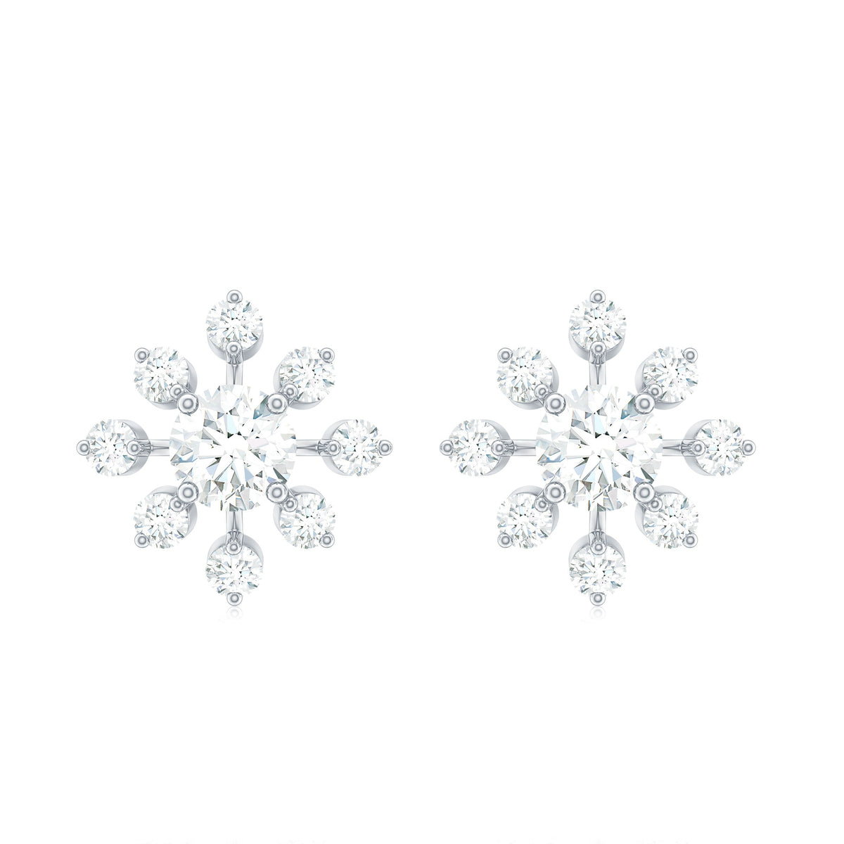 Moissanite Snowflake Stud Earrings with Certificate
