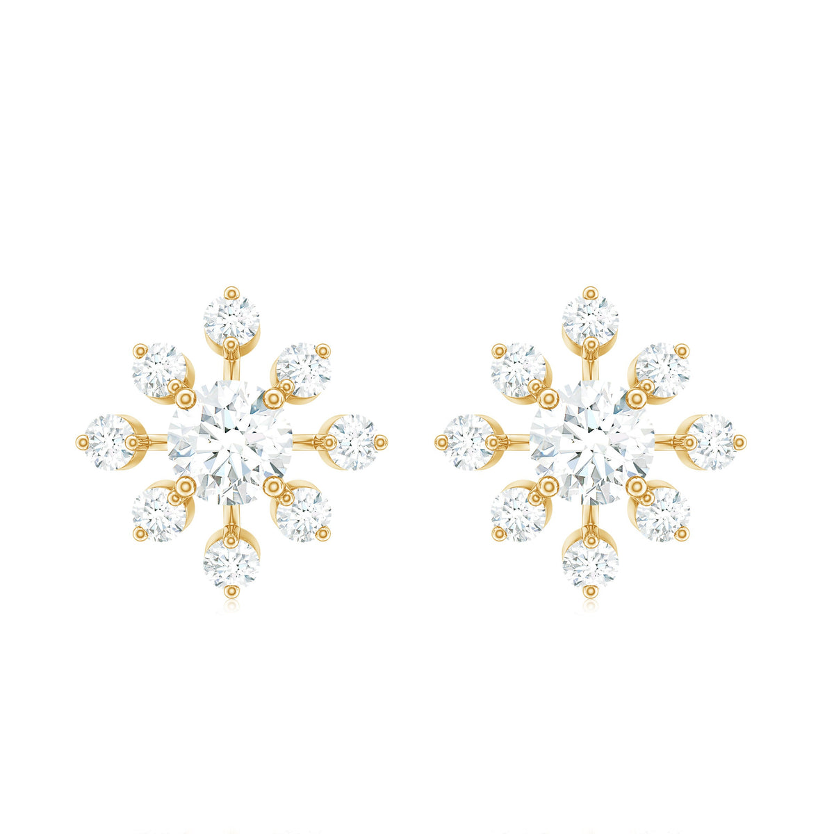 Moissanite Snowflake Stud Earrings with Certificate