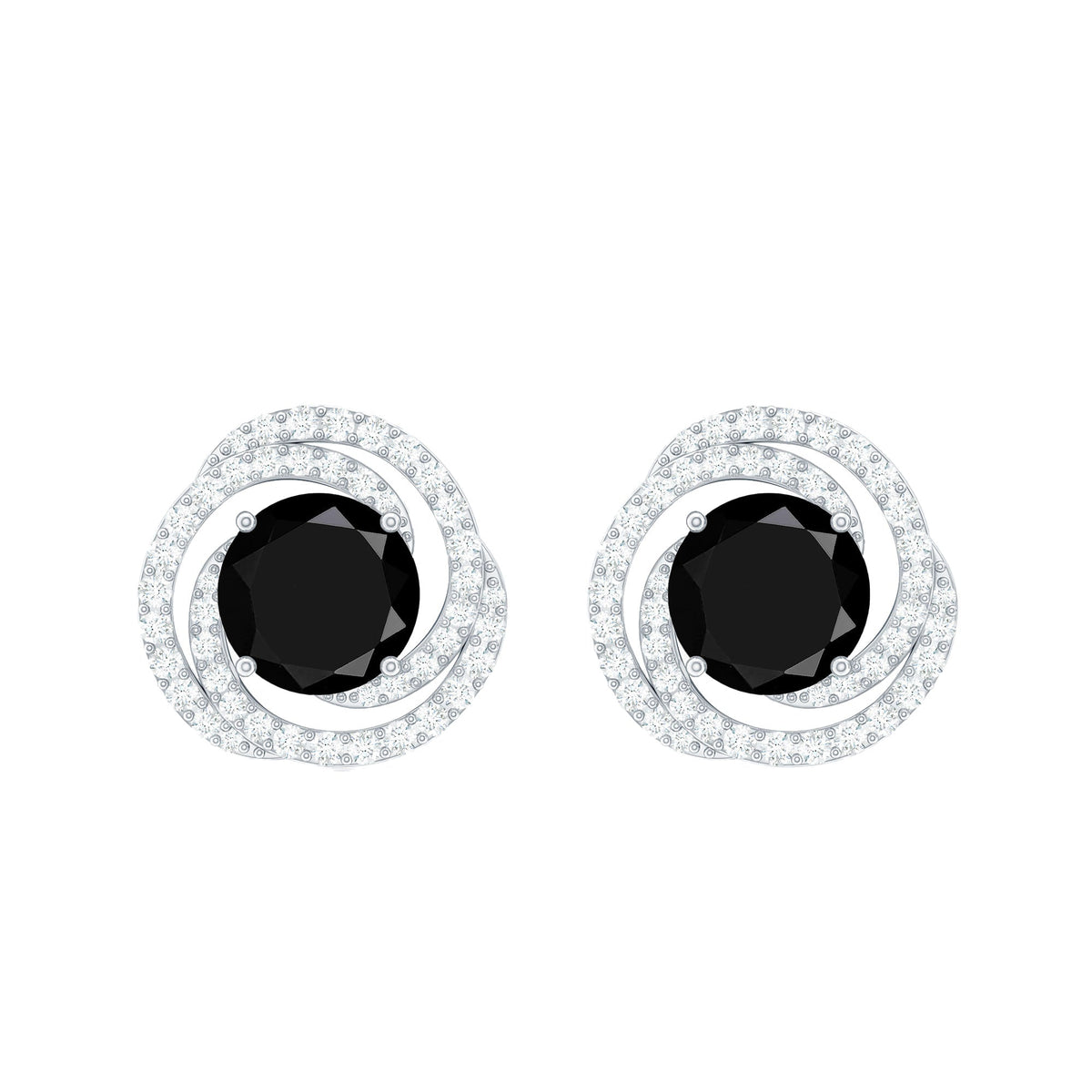 Lab Created Black Diamond Spiral Earrings with Diamonds