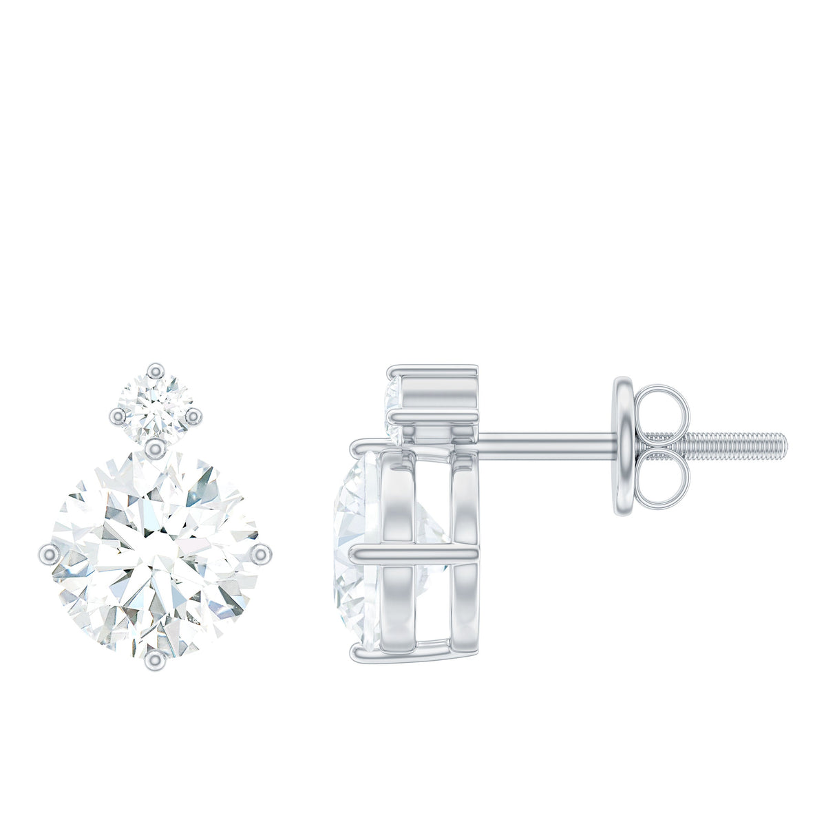 Simple Round Moissanite Stud Earrings