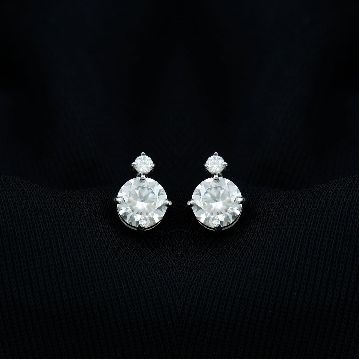 Simple Round Moissanite Stud Earrings