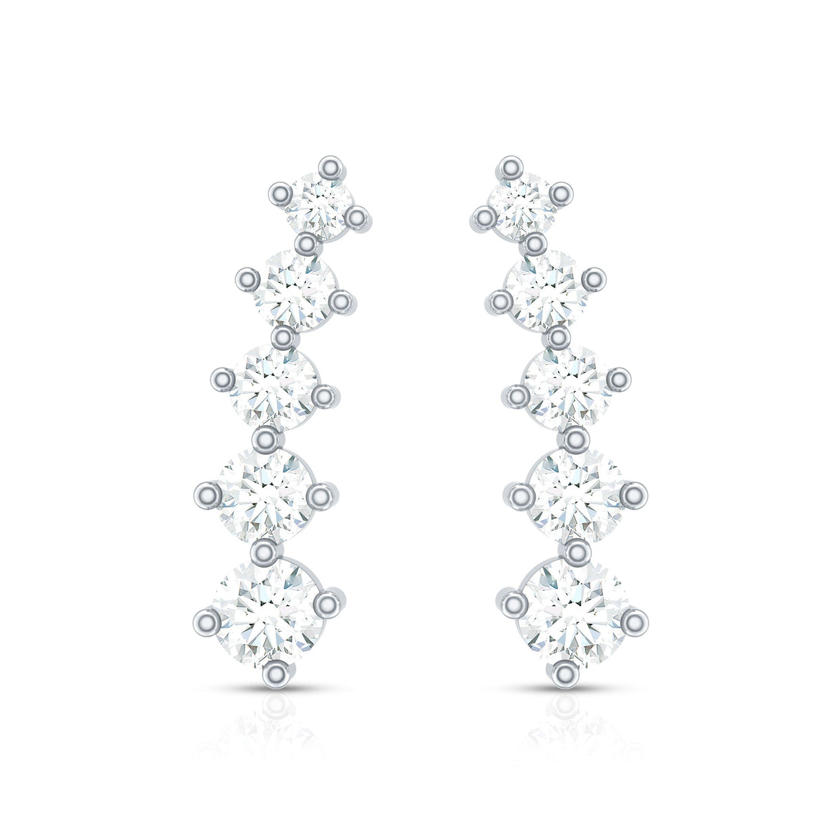 Graduated Style Diamond Climber Earrings