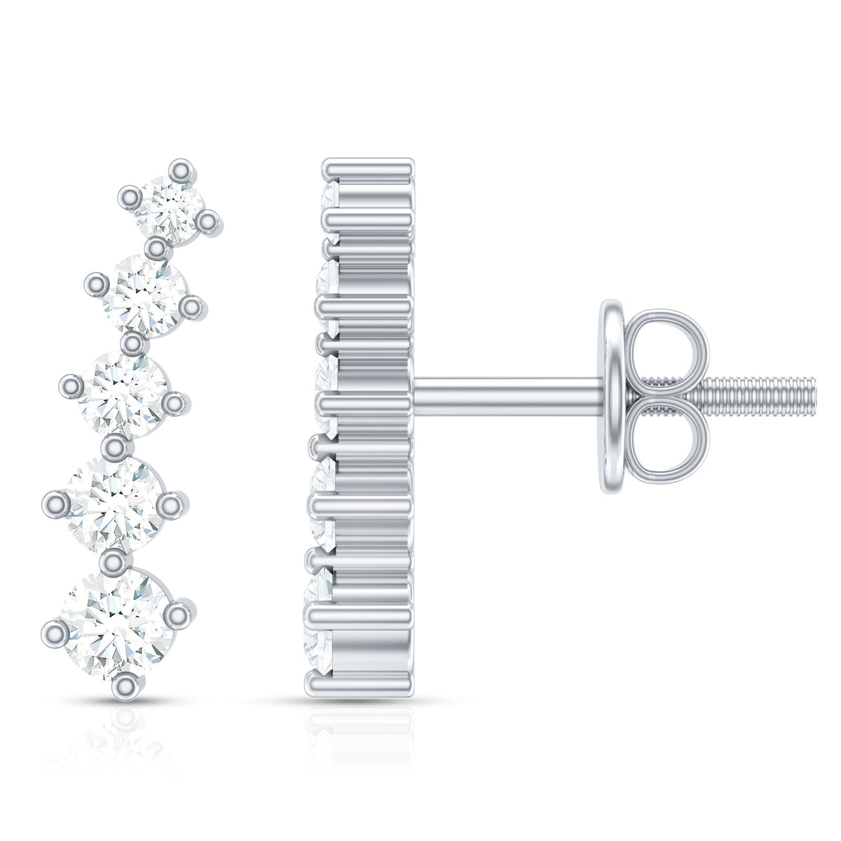 Graduated Style Diamond Climber Earrings
