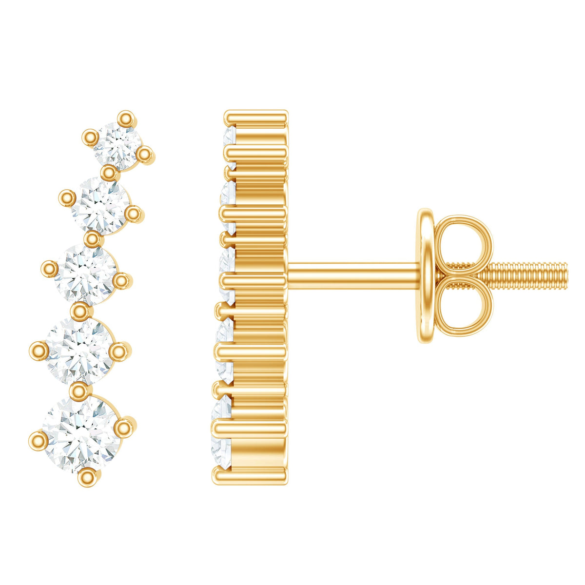 Graduated Style Diamond Climber Earrings