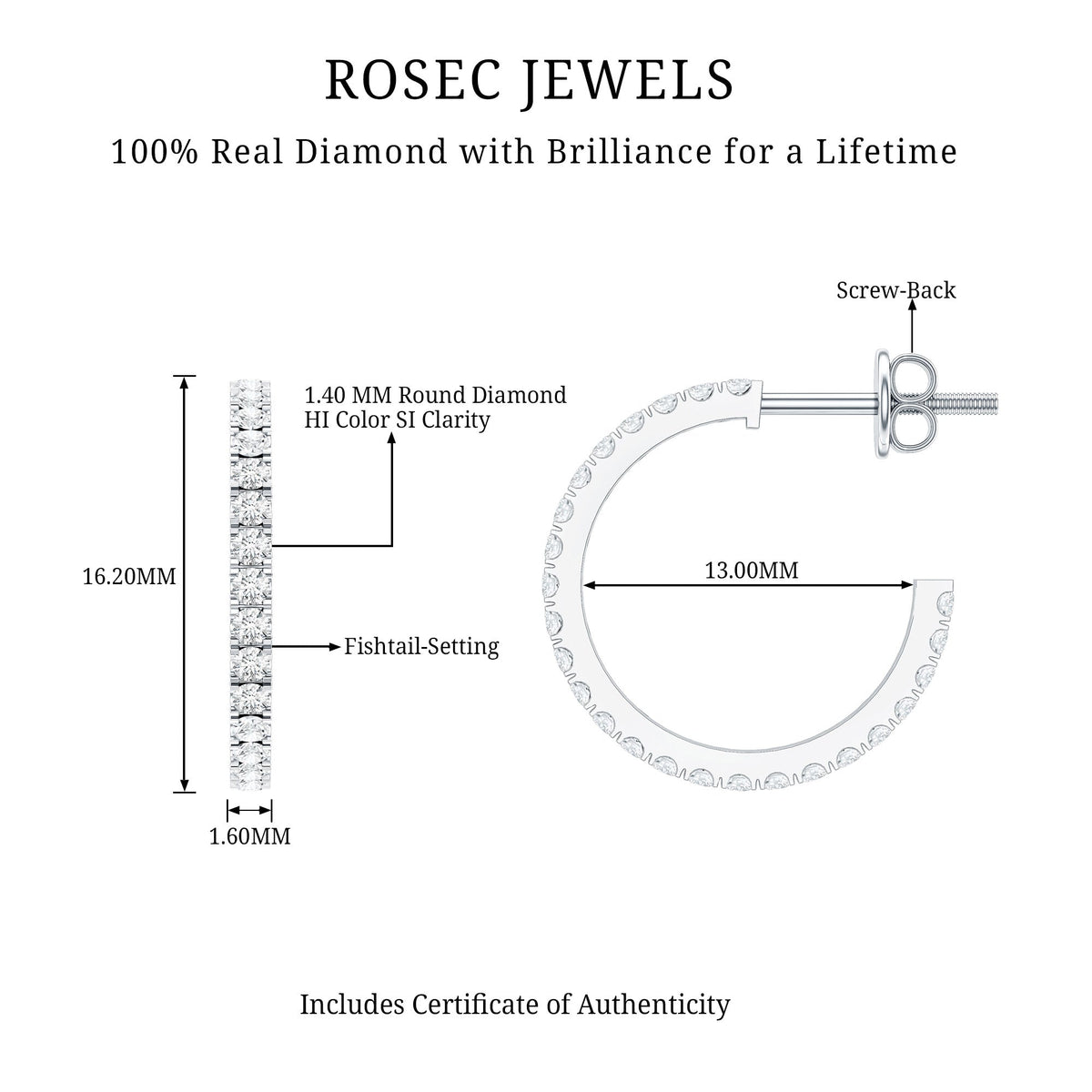 Round Shaped Diamond Hoop Earrings