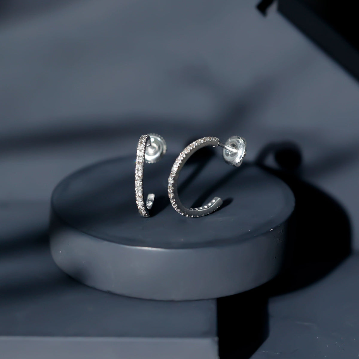 Round Shaped Diamond Hoop Earrings