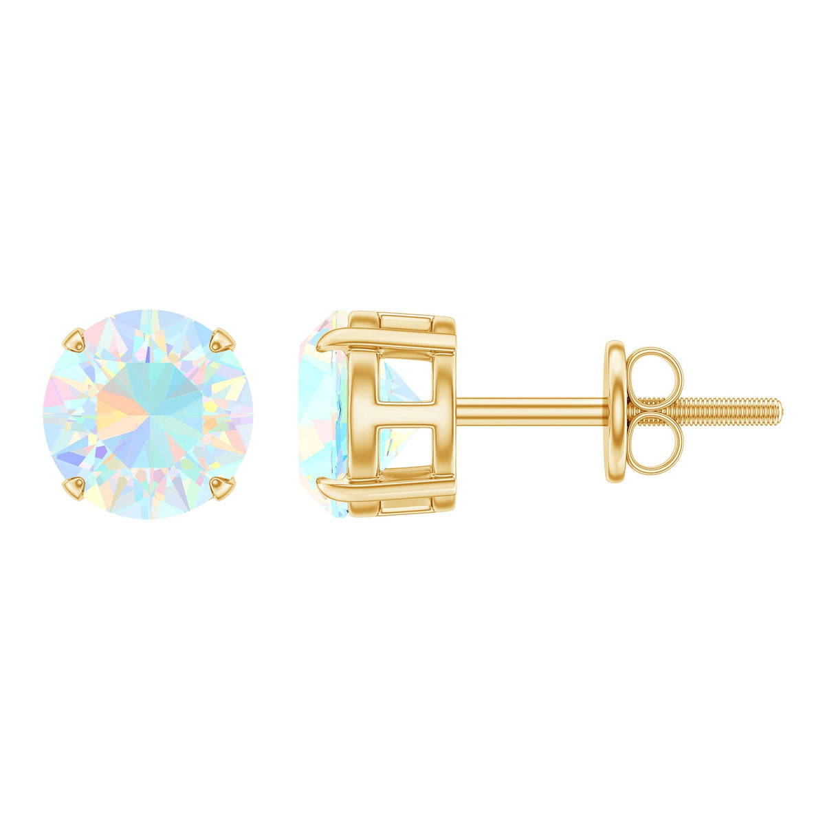 October Birthstone Ethiopian Opal Solitaire Stud Earring