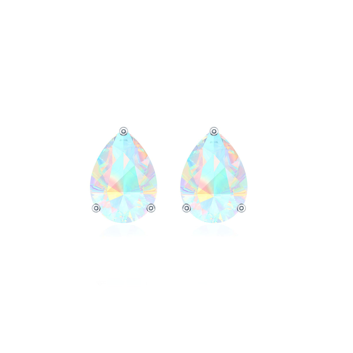 Pear Cut Ethiopian Opal Solitaire Stud Earrings in Gold