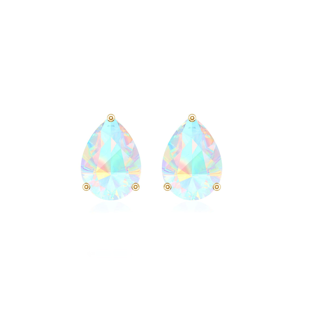 Pear Cut Ethiopian Opal Solitaire Stud Earrings in Gold