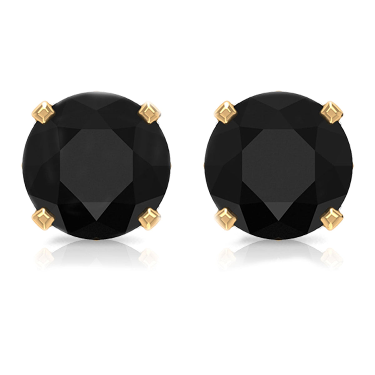 Genuine Black Onyx Diamond Stud Earrings with Certificate