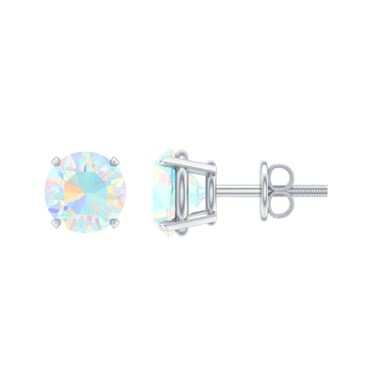 Real Ethiopian Opal Solitaire Stud Earrings