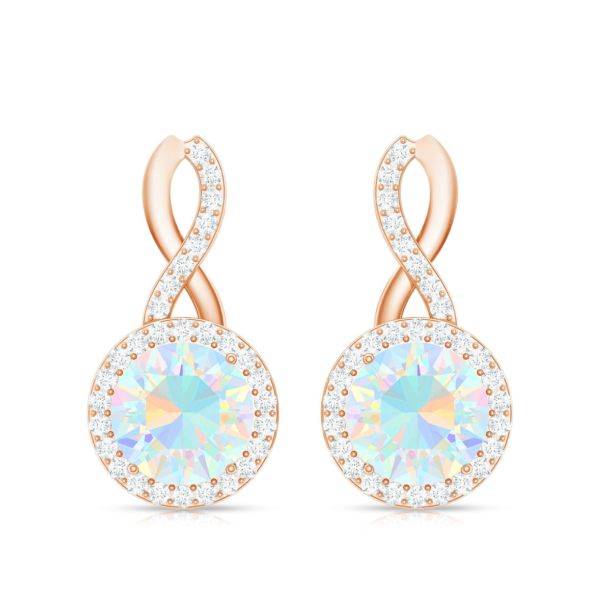 1 Carat Ethiopian Opal and Diamond Infinity Stud Earrings
