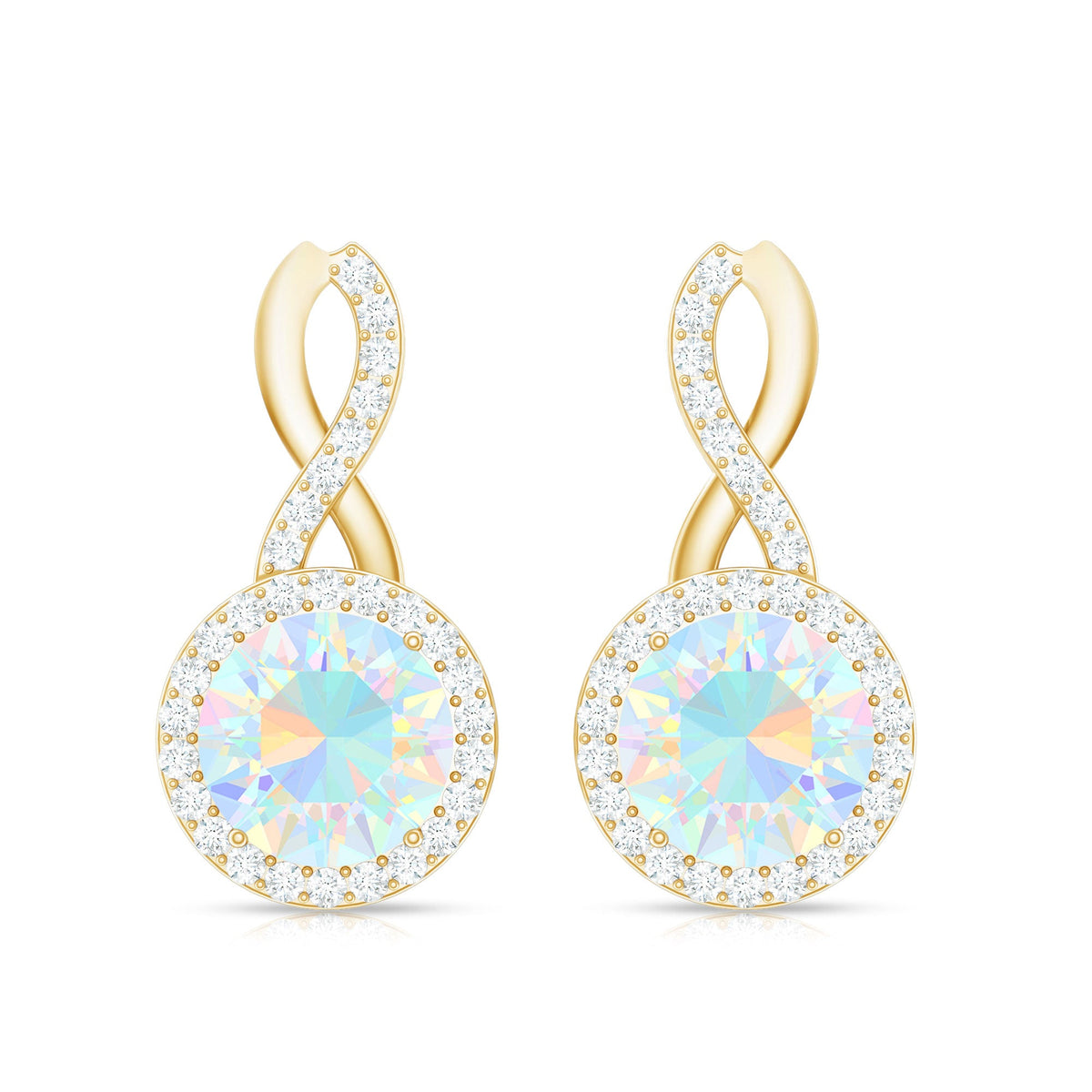 1 Carat Ethiopian Opal and Diamond Infinity Stud Earrings