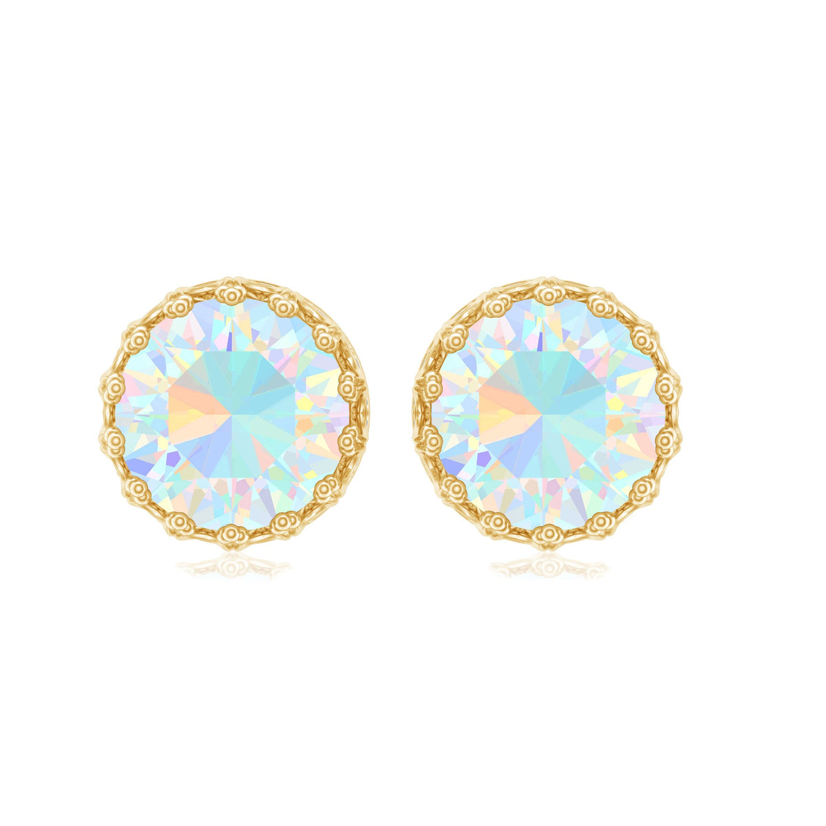 Real Ethiopian Opal Crown Stud Earrings with Certificate