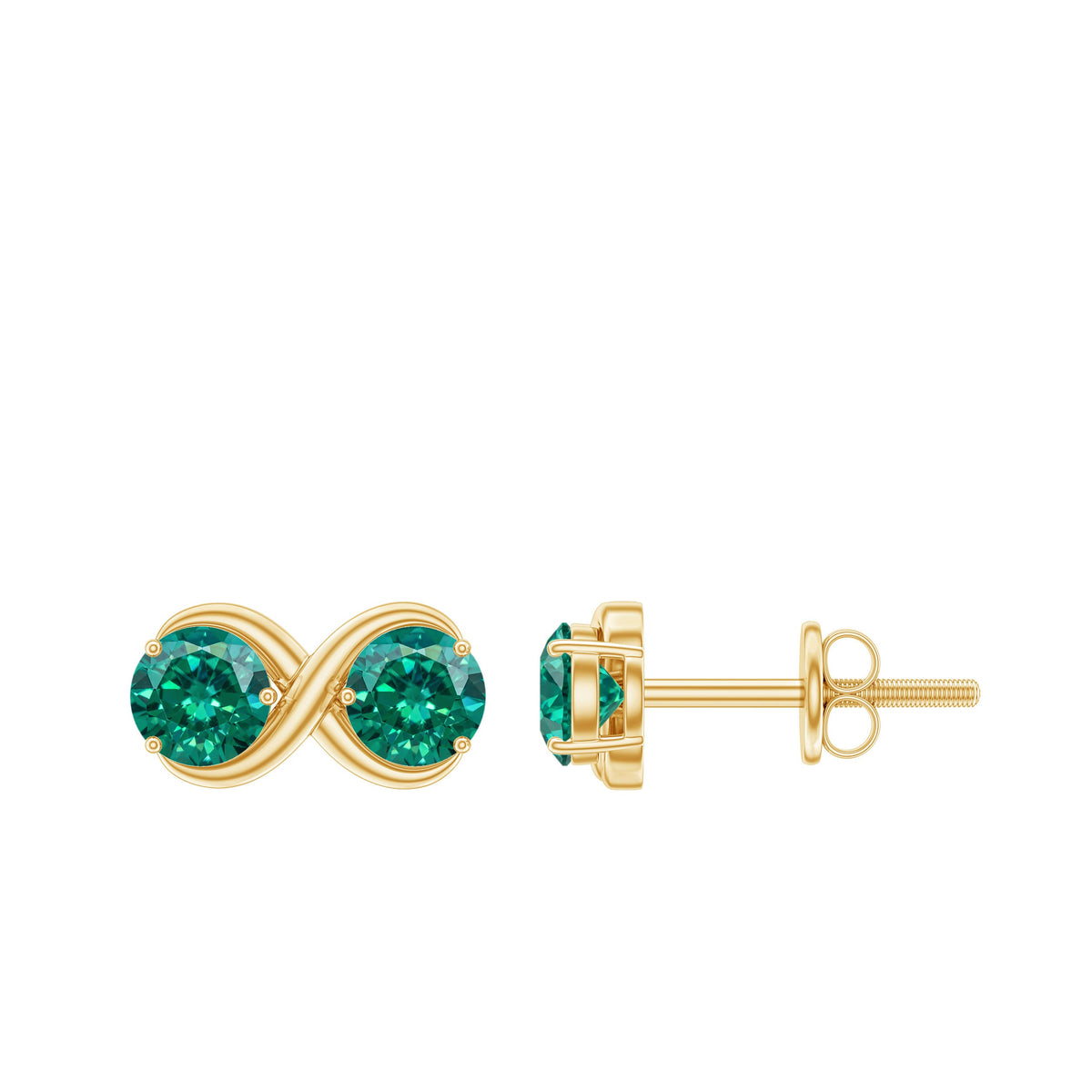 Lab Grown Emerald Infinity Stud Earrings