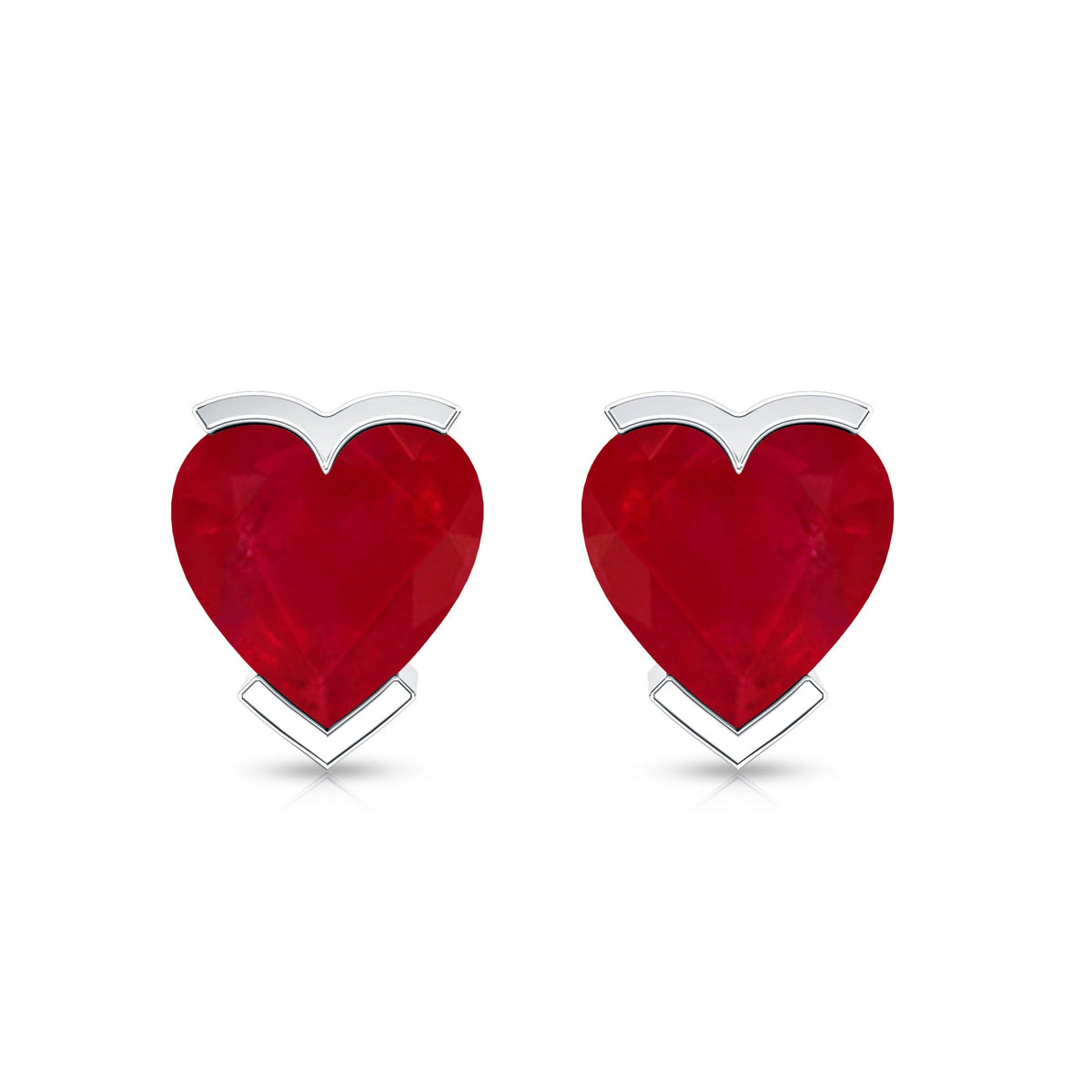 1.3 CT Heart Shape Ruby Solitaire Stud Earrings