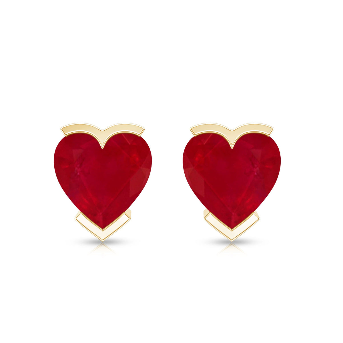1.3 CT Heart Shape Ruby Solitaire Stud Earrings