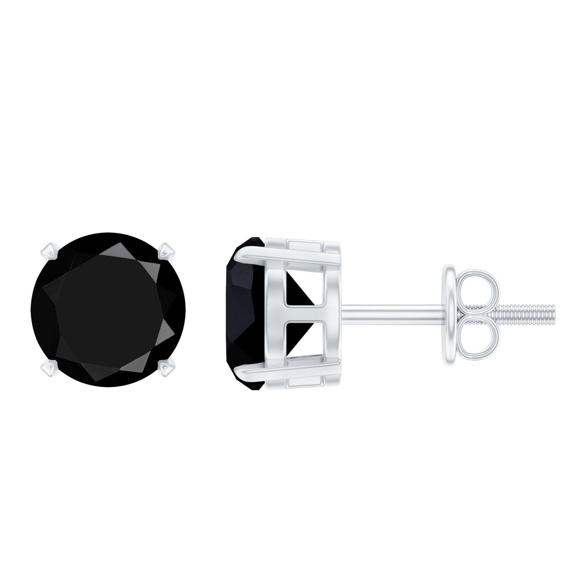 Round Cut Black Onyx Solitaire Stud Earrings
