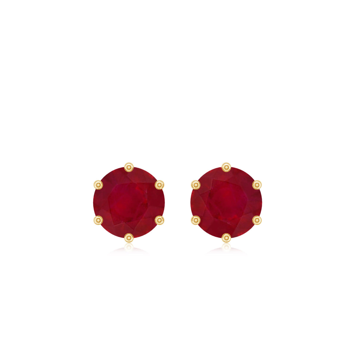 Minimalist Ruby Solitaire Stud Earrings for Women